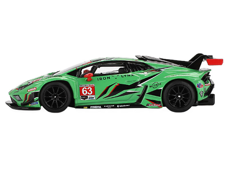 Lamborghini Huracan GT3 EVO2 #63 Mirko Bortolotti - Andrea Caldarelli - Romain Grosjean - Jordan Pepper "Iron Lynx" "24 Hours of Daytona" (2023) Limited Edition 1/64 Diecast Model Car by Mini GT-0