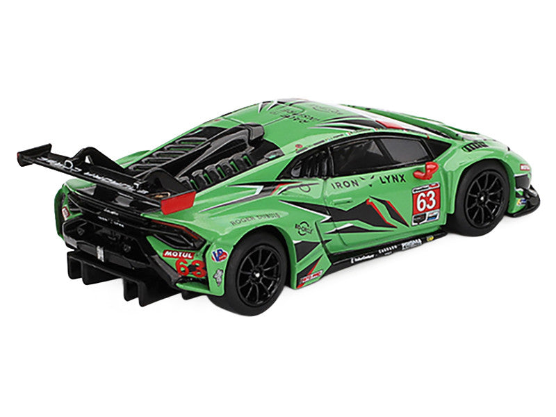 Lamborghini Huracan GT3 EVO2 #63 Mirko Bortolotti - Andrea Caldarelli - Romain Grosjean - Jordan Pepper "Iron Lynx" "24 Hours of Daytona" (2023) Limited Edition 1/64 Diecast Model Car by Mini GT-1