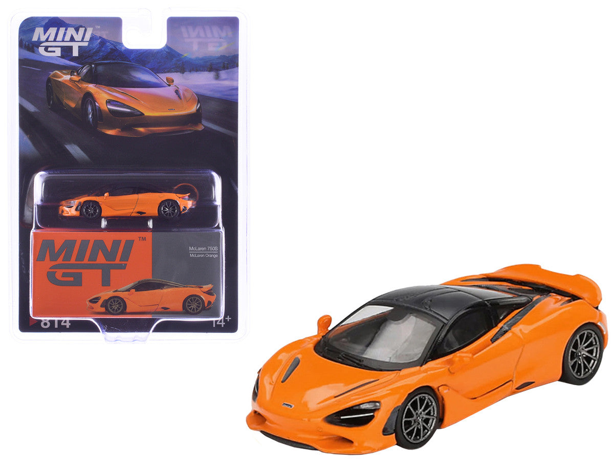 McLaren 750S McLaren Orange with Black Top Limited Edition 1/64 Diecast Model Car by Mini GT-2