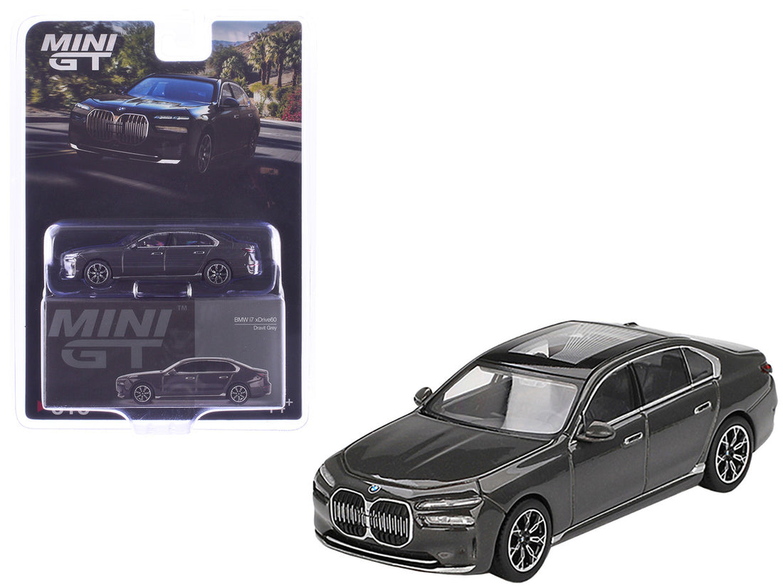 BMW i7 xDrive60 Dravit Gray Metallic Limited Edition 1/64 Diecast Model Car by Mini GT-2