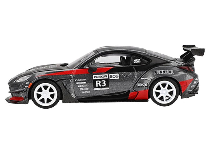 Toyota GR86 #R3 "Larry Chen's HKS Turbocharged GR86" Gray Metallic with Graphics Limited Edition 1/64 Diecast Model Car by Mini GT-0
