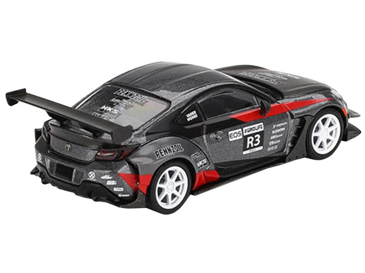 Toyota GR86 #R3 "Larry Chen's HKS Turbocharged GR86" Gray Metallic with Graphics Limited Edition 1/64 Diecast Model Car by Mini GT-1