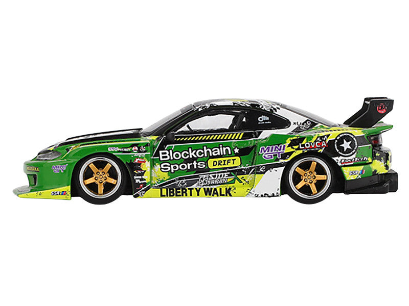 Nissan "LB-Super Silhouette" S15 SILVIA RHD (Right Hand Drive) #555 "V2" Yukio Fausto "Formula Drift Japan" (2024) Limited Edition 1/64 Diecast Model Car by Mini GT 2