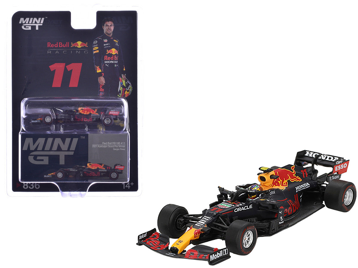Red Bull RB16B #11 Sergio Perez Winner Formula One F1 "Azerbaijan GP" (2021) Limited Edition 1/64 Diecast Model Car by Mini GT-0