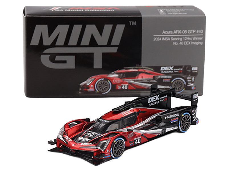 Acura ARX-06 GTP #40 Louis Deletraz - Colton Herta - Jordan Taylor "Wayne Taylor Racing with Andretti" Winner IMSA "12 Hours of Sebring" (2024) Limited Edition 1/64 Diecast Model Car by Mini GT-2