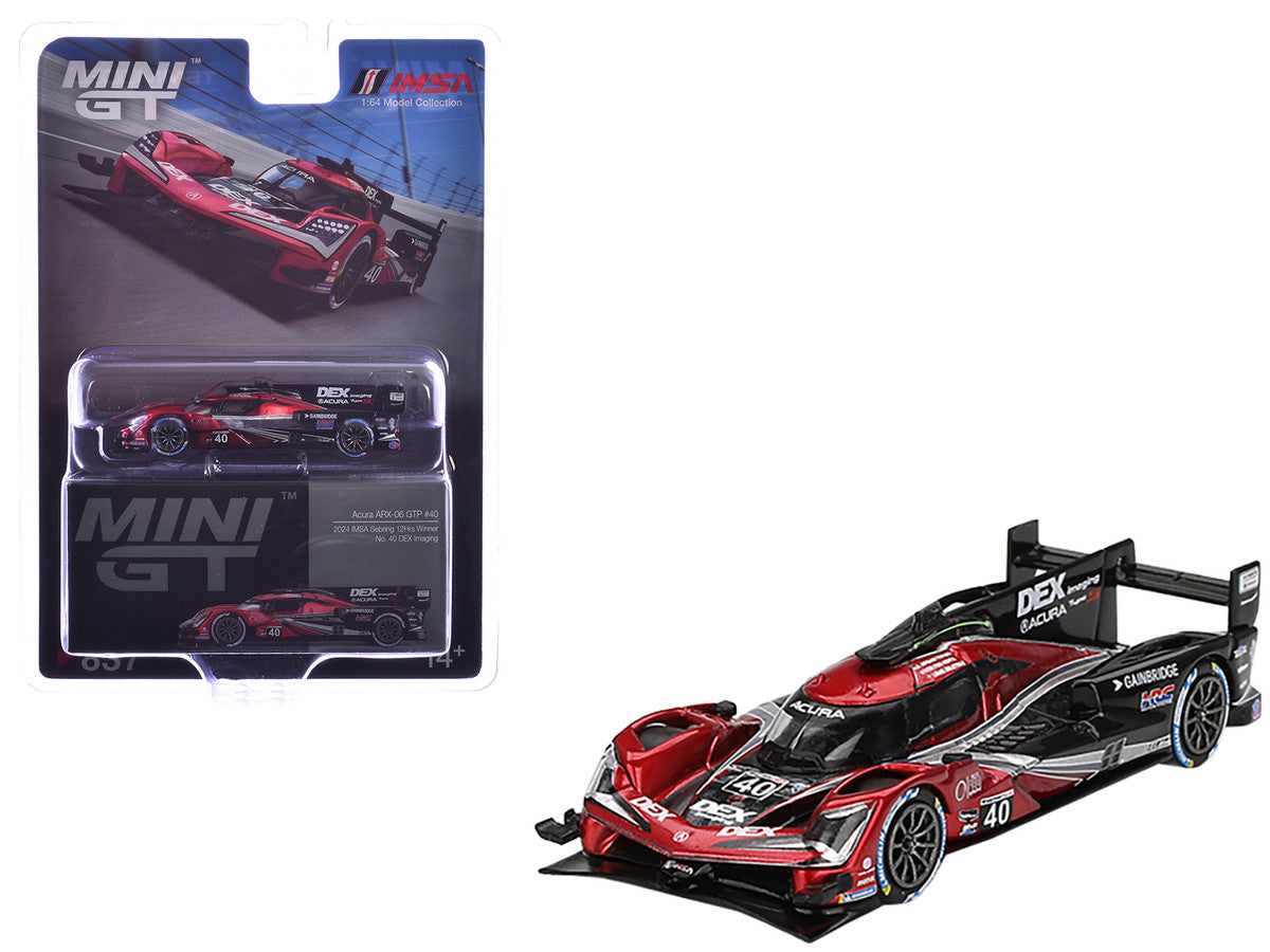 Acura ARX-06 GTP #40 Louis Deletraz - Colton Herta - Jordan Taylor "Wayne Taylor Racing with Andretti" Winner IMSA "12 Hours of Sebring" (2024) Limited Edition 1/64 Diecast Model Car by Mini GT-3