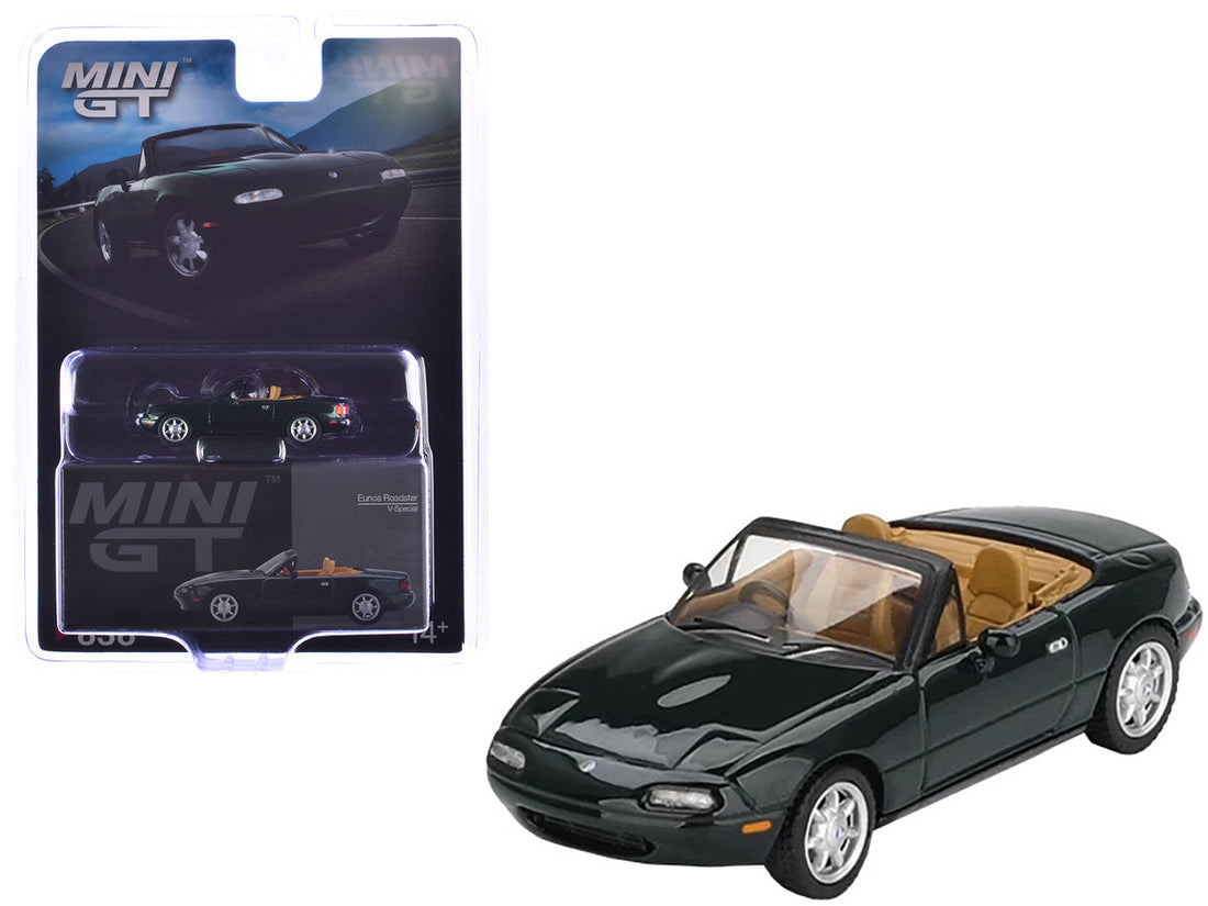 Eunos Roadster V-Special RHD (Right Hand Drive) Dark Green Limited Edition 1/64 Diecast Model Car by Mini GT-2