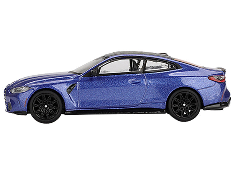 BMW M4 Competition Portimao Blue Metallic with Carbon Top Limited Edition 1/64 Diecast Model Car by Mini GT-1