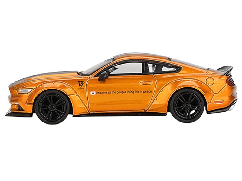 Ford Mustang "LB-Works" LB Gold Metallic with Black Stripes Limited Edition 1/64 Diecast Model Car by Mini GT-0
