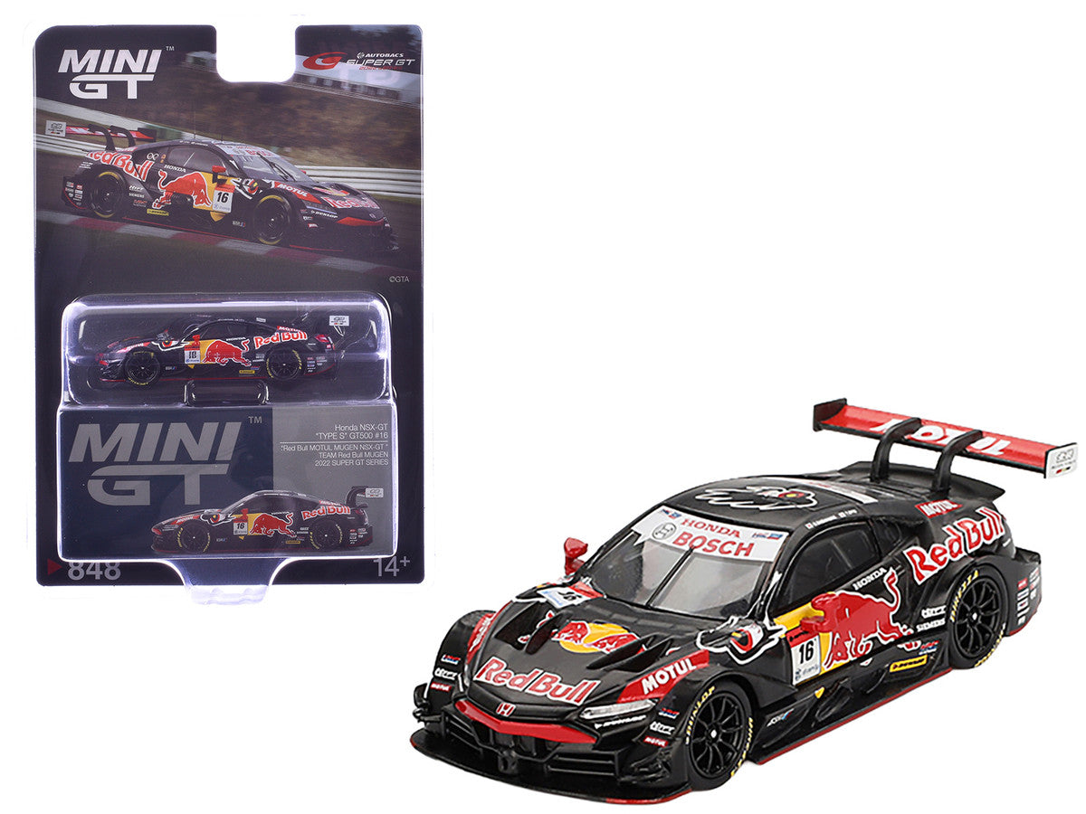 Honda NSX-GT "TYPE S" GT500 #16 Ukyo Sasahara - Toshiki Oyu "Team Red Bull Mugen" "Super GT Series" (2022) Limited Edition 1/64 Diecast Model Car by Mini GT-2