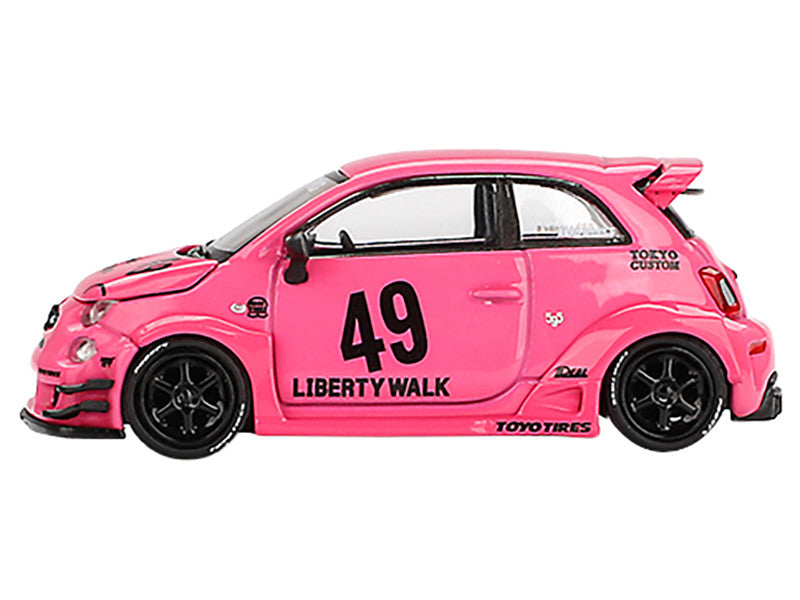ABARTH 595 #49 "LB-Works x Abas Works" Pink Limited Edition 1/64 Diecast Model Car by Mini GT-2
