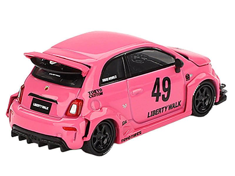 ABARTH 595 #49 "LB-Works x Abas Works" Pink Limited Edition 1/64 Diecast Model Car by Mini GT-0
