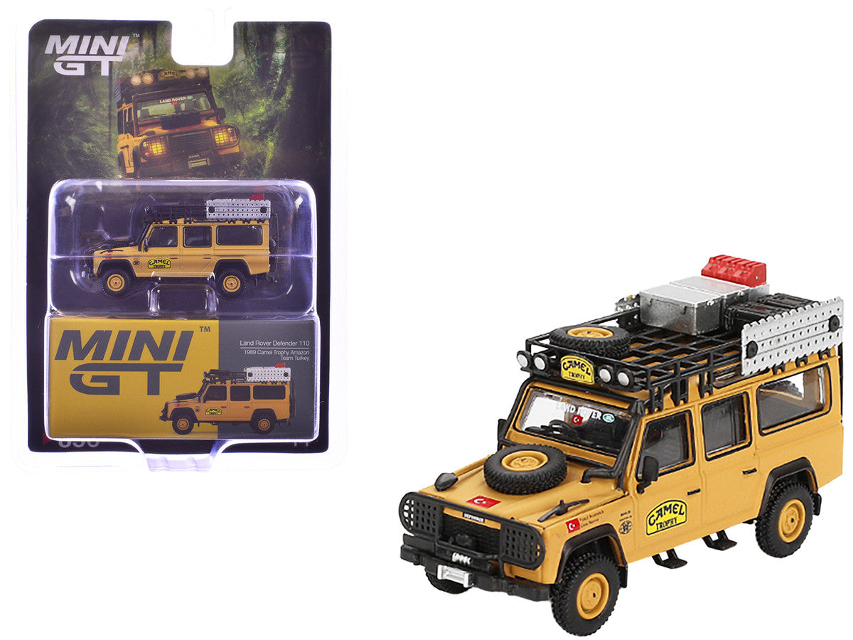 Land Rover Defender 110 Team Turkey "Camel Trophy Amazon" (1989) Limited Edition 1/64 Diecast Model Car by Mini GT-2