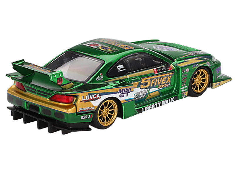 Nissan Silvia (S15) LB-Super Silhouette RHD (Right Hand Drive) "Fausto Racing 2024" Green Metallic Limited Edition 1/64 Diecast Model Car by Mini GT-2