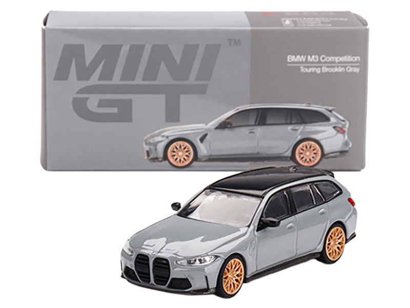 BMW M3 Competition Touring Brooklyn Gray with Black Top Limited Edition 1/64 Diecast Model Car by Mini GT