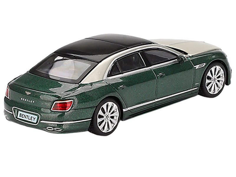 Bentley Flying Spur White Sand and Verdant Green Metallic with Black Top Limited Edition 1/64 Diecast Model Car by Mini GT-1
