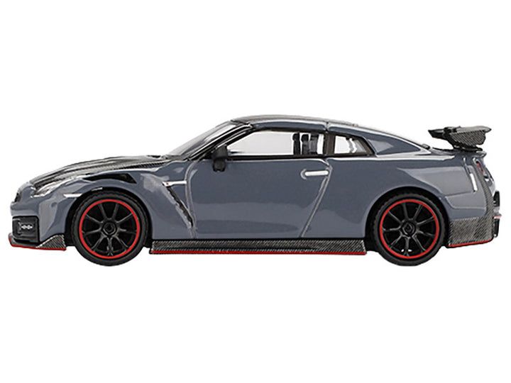 2024 Nissan GT-R Nismo (R35) Stealth Gray with Carbon Hood and Top Limited Edition 1/64 Diecast Model Car by Mini GT-1