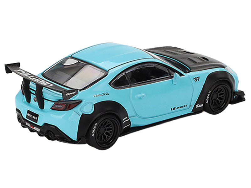 Toyota GR86 "LB-Nation - Liberty Walk" Baby Blue with Carbon Hood Limited Edition 1/64 Diecast Model Car by Mini GT-1