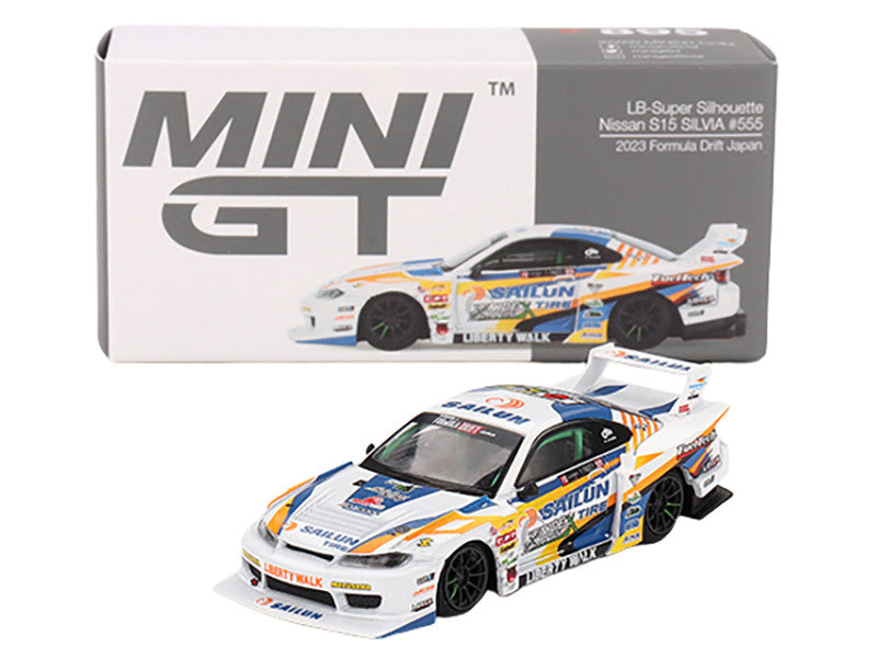 Nissan "LB-Super Silhouette" S15 SILVIA RHD (Right Hand Drive) #555 Yukio Fausto "Formula Drift Japan" (2023) Limited Edition 1/64 Diecast Model Car by Mini GT 2