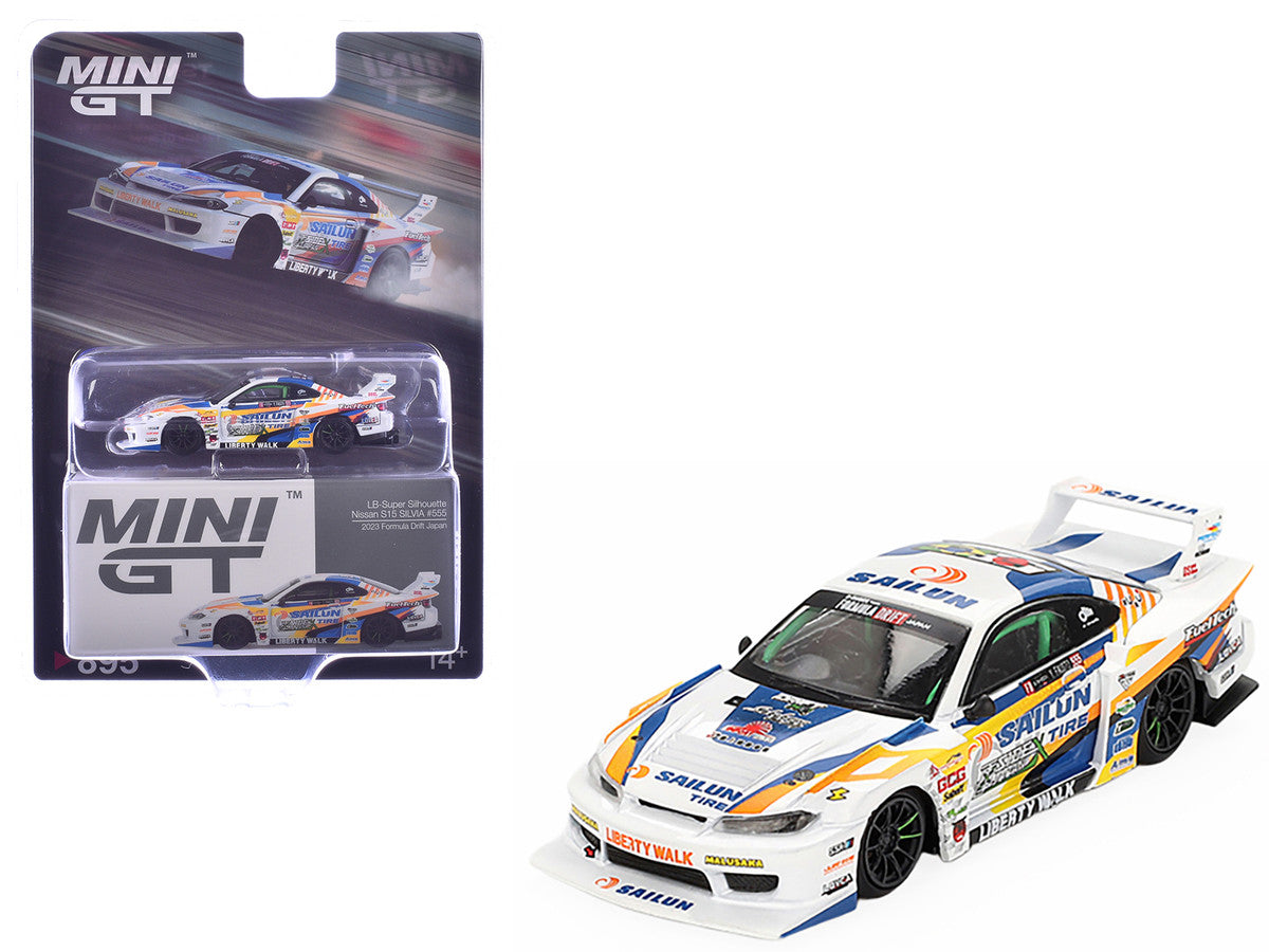 Nissan "LB-Super Silhouette" S15 SILVIA RHD (Right Hand Drive) #555 Yukio Fausto "Formula Drift Japan" (2023) Limited Edition 1/64 Diecast Model Car by Mini GT 3