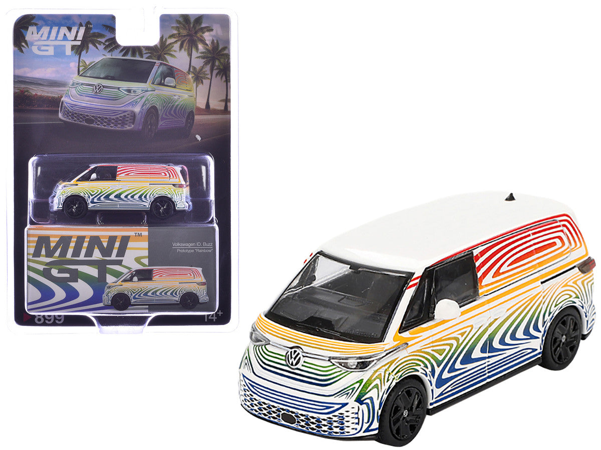 Volkswagen ID. Buzz Van Prototype "Rainbow" Limited Edition 1/64 Diecast Model Car by Mini GT-2