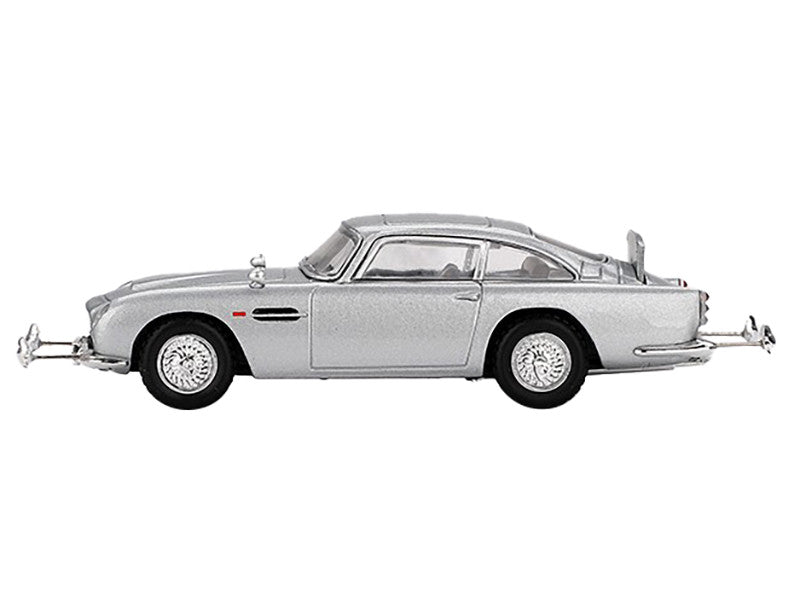 Aston Martin DB5 RHD (Right Hand Drive) Birch Silver Metallic 007 James Bond "Goldfinger" (1964) Movie Limited Edition 1/64 Diecast Model Car by Mini GT-0