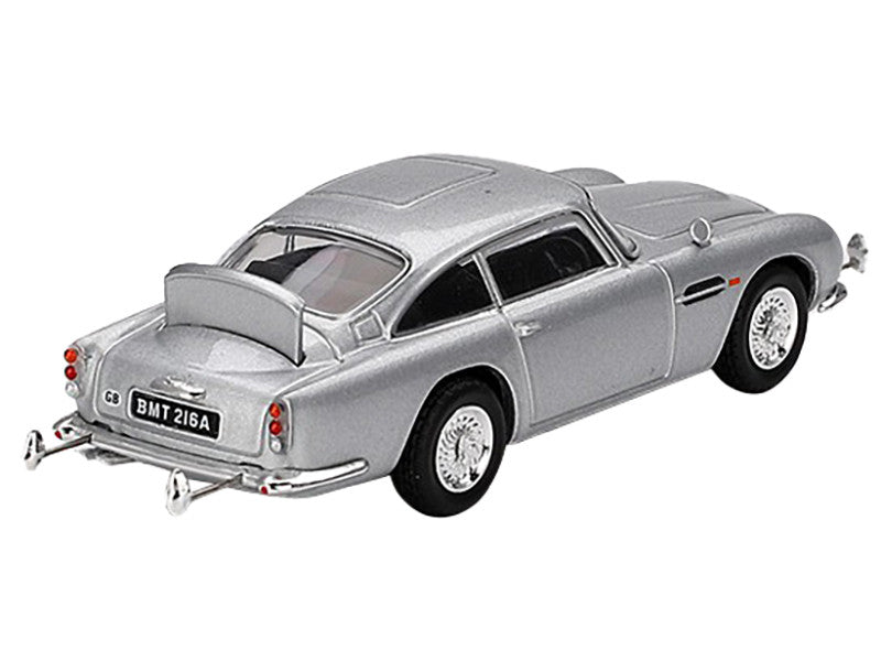 Aston Martin DB5 RHD (Right Hand Drive) Birch Silver Metallic 007 James Bond "Goldfinger" (1964) Movie Limited Edition 1/64 Diecast Model Car by Mini GT-1