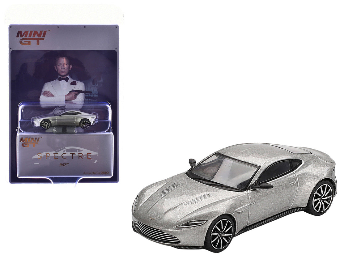Aston Martin DB10 Silver Metallic 007 James Bond "Spectre" (2015) Movie Limited Edition 1/64 Diecast Model Car by Mini GT 4