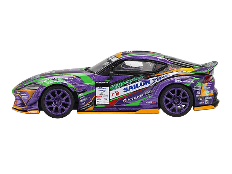 Toyota GR Supra KUHL RHD (Right Hand Drive) #91 Shingo Hatanaka "Evangelion Racing" "D1 Grand Prix" (2021) Limited Edition 1/64 Diecast Model Car by Mini GT 2