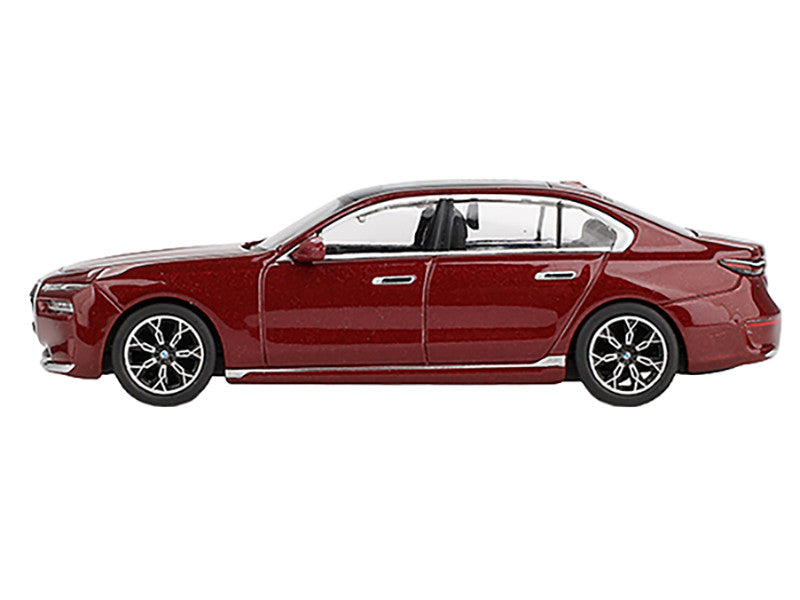 BMW i7 xDrive60 Aventurin Red Metallic Limited Edition 1/64 Diecast Model Car by Mini GT-0
