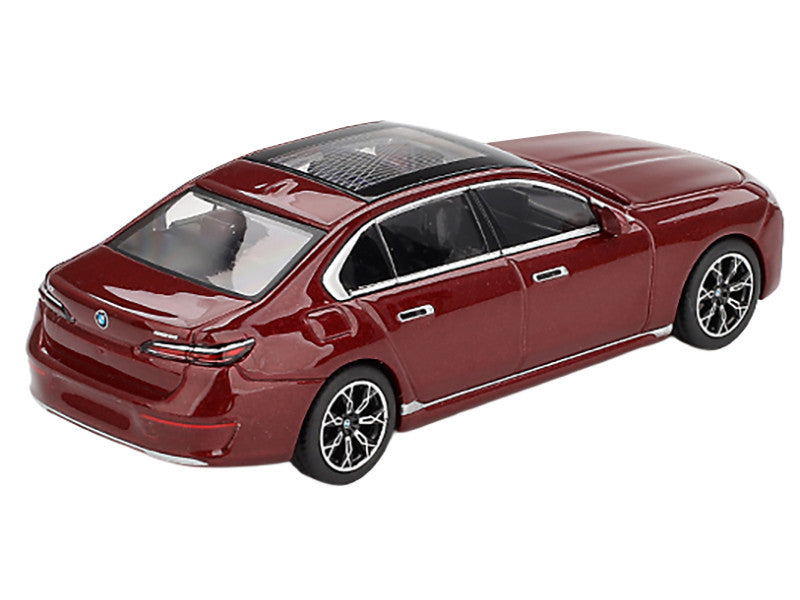 BMW i7 xDrive60 Aventurin Red Metallic Limited Edition 1/64 Diecast Model Car by Mini GT-1