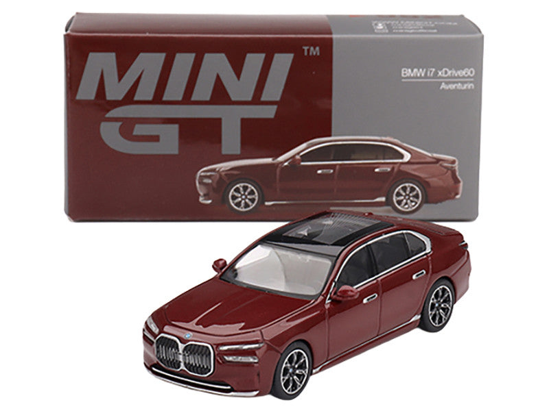BMW i7 xDrive60 Aventurin Red Metallic Limited Edition 1/64 Diecast Model Car by Mini GT-2