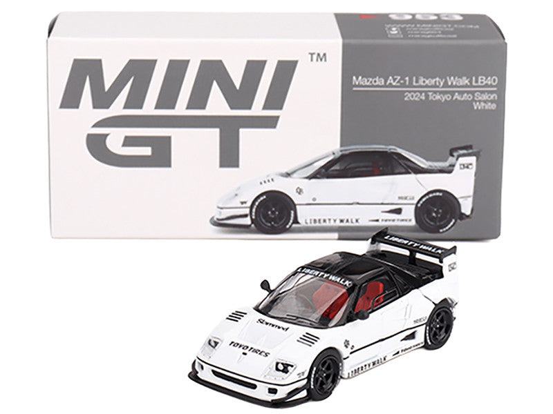 Mazda AZ-1 Liberty Walk LB40 RHD (Right Hand Drive) White with Black Top "2024 Tokyo Auto Salon" Limited Edition 1/64 Diecast Model Car by Mini GT-2