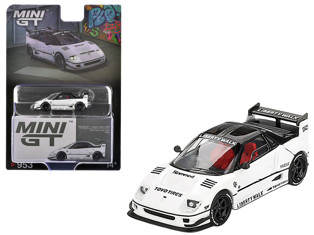 Mazda AZ-1 Liberty Walk LB40 RHD (Right Hand Drive) White with Black Top "2024 Tokyo Auto Salon" Limited Edition 1/64 Diecast Model Car by Mini GT-3