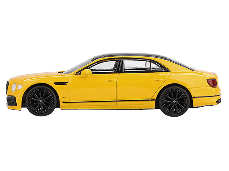 Bentley Flying Spur Monaco Yellow with Black Top Limited Edition 1/64 Diecast Model Car by Mini GT 2