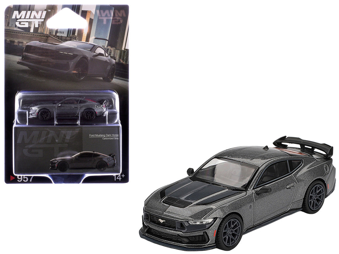 Ford Mustang 2024 Dark Horse Carbonized Gray Metallic Limited Edition 1/64 Diecast Model Car by Mini GT 4