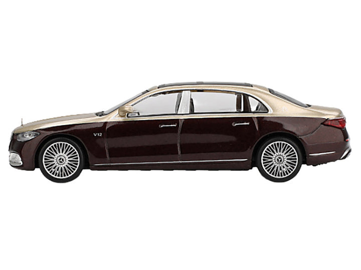 Mercedes-Maybach S 680 Gold Metallic and Dark Red Metallic Limited Edition 1/64 Diecast Model Car by Mini GT-0