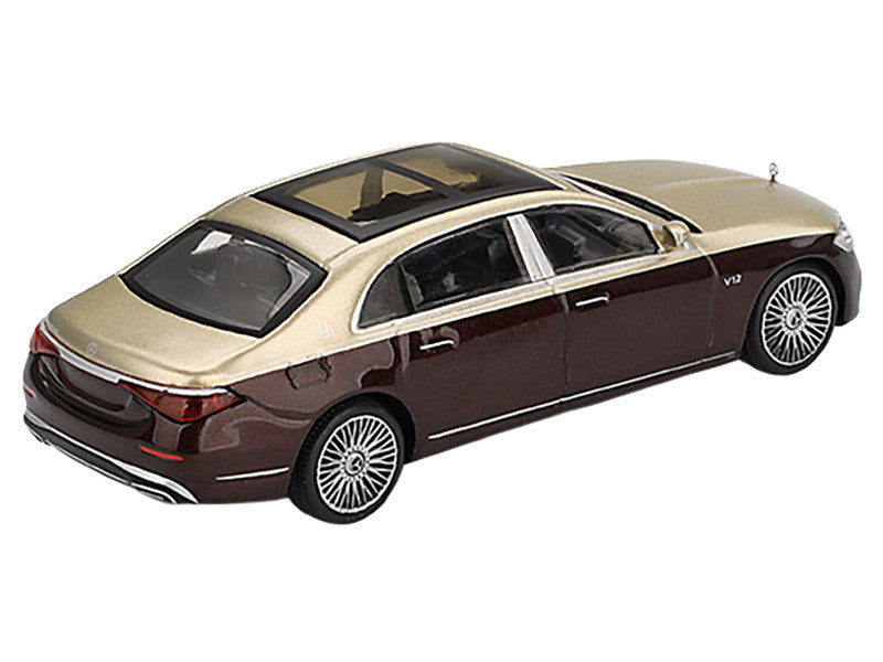 Mercedes-Maybach S 680 Gold Metallic and Dark Red Metallic Limited Edition 1/64 Diecast Model Car by Mini GT-1