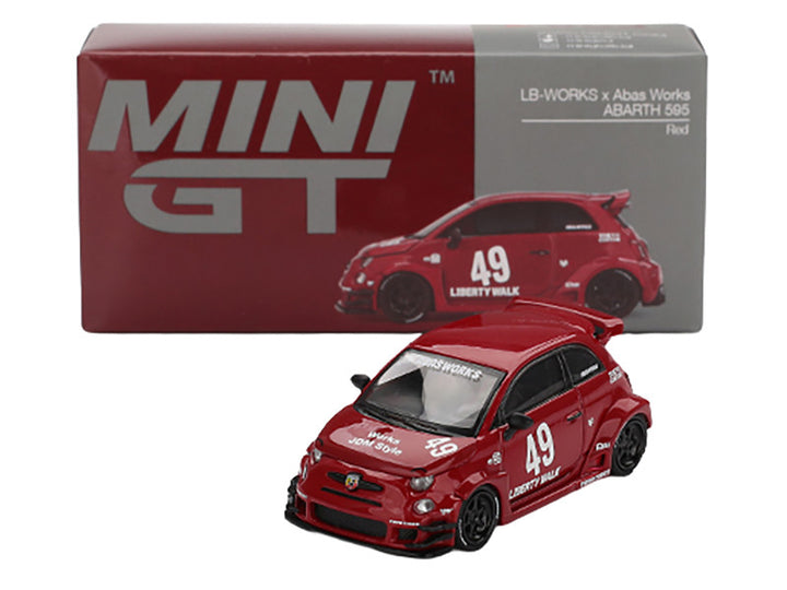 ABARTH 595 #49 "LB-Works x Abas Works" Red Limited Edition 1/64 Diecast Model Car by Mini GT 2
