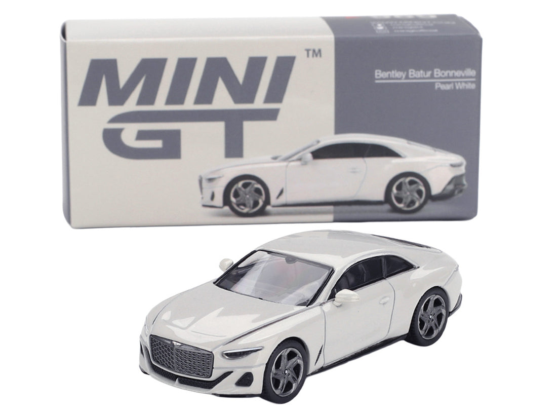 Bentley Batur Bonneville Pearl White Metallic Mini GT diecast with packaging