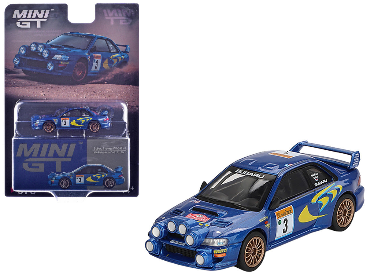 Subaru Impreza WRC98 #3 Colin McRae - Nicky Grist 3rd Place "Rally Monte-Carlo" (1998) Limited Edition 1/64 Diecast Model Car by Mini GT-3