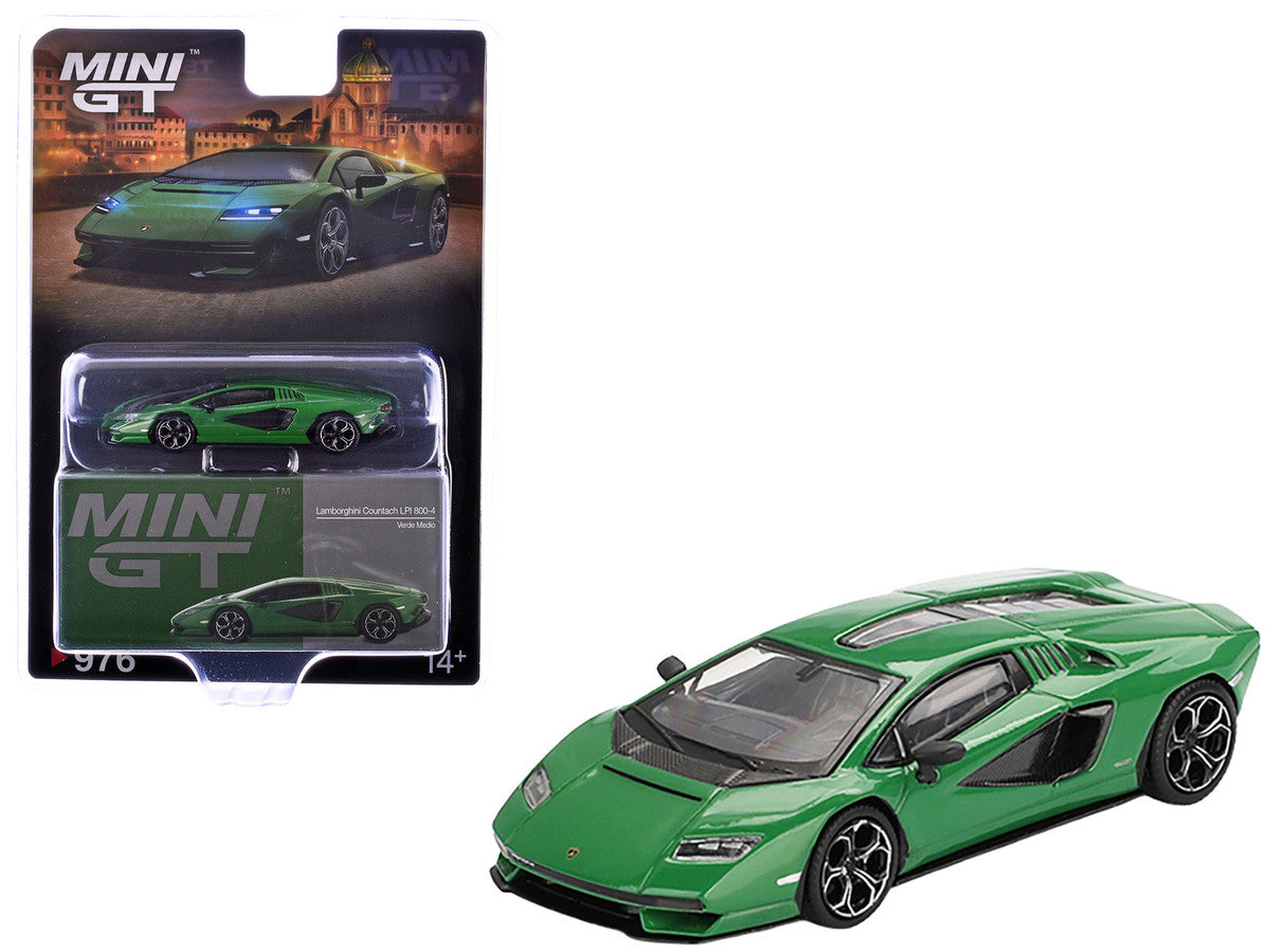 Lamborghini Countach LPI 800-4 Verde Medio Green Limited Edition 1/64 Diecast Model Car by Mini GT 2