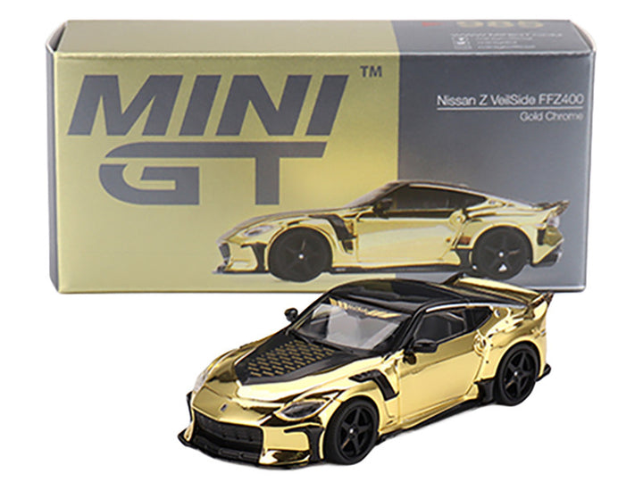 Nissan Z VeilSide FFZ400 Gold Chrome with Black Top Limited Edition 1/64 Diecast Model Car by Mini GT-1