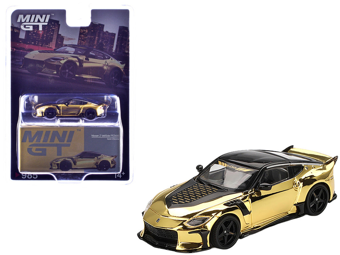 Nissan Z VeilSide FFZ400 Gold Chrome with Black Top Limited Edition 1/64 Diecast Model Car by Mini GT-3