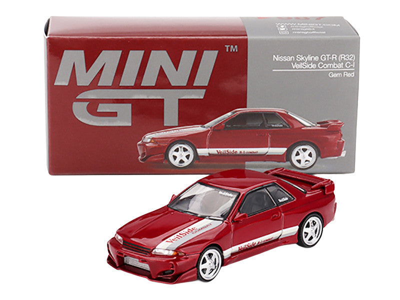 Nissan Skyline GT-R (R32) RHD (Right Hand Drive) "Veilside Combat C-I" Gem Red Metallic Limited Edition 1/64 Diecast Model Car by Mini GT 2