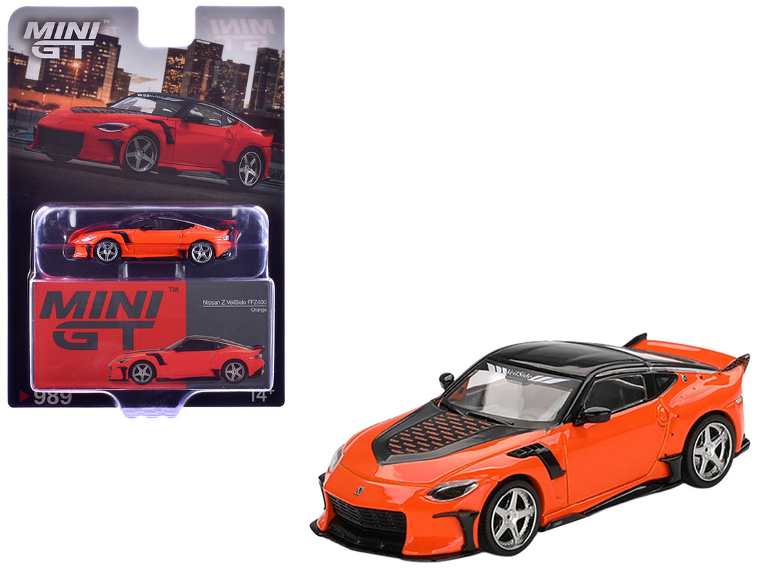 Nissan Z VeilSide FFZ400 Orange with Black Top Limited Edition 1/64 Diecast Model Car by Mini GT 3
