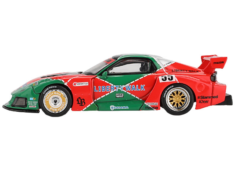 Mazda RX-7 LB-Super Silhouette RHD (Right Hand Drive) #55 "787B Tribute" Red and Green Limited Edition 1/64 Diecast Model Car by Mini GT-0