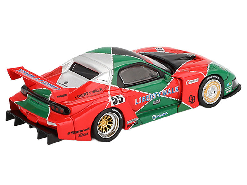 Mazda RX-7 LB-Super Silhouette RHD (Right Hand Drive) #55 "787B Tribute" Red and Green Limited Edition 1/64 Diecast Model Car by Mini GT-2