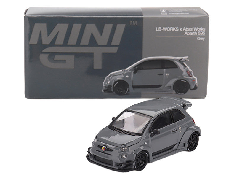 ABARTH 595 #49 "LB-Works x Abas Works" Gray Limited Edition 1/64 Diecast Model Car by Mini GT 4