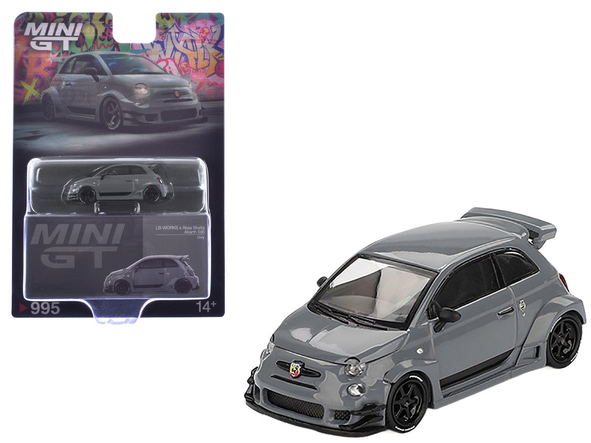 ABARTH 595 #49 "LB-Works x Abas Works" Gray Limited Edition 1/64 Diecast Model Car by Mini GT